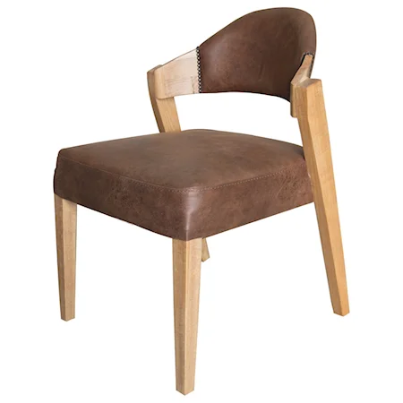 Transitional Solid Wood Chair with Faux Leather Upholstery